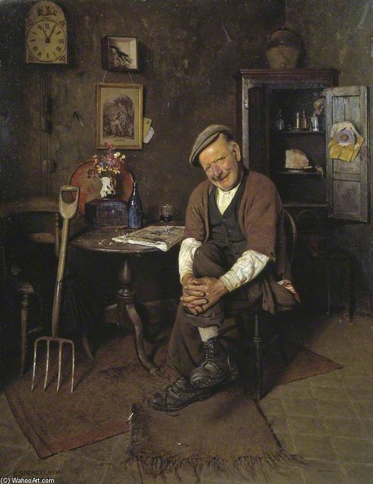 Wikioo.org - The Encyclopedia of Fine Arts - Painting, Artwork by Charles Spencelayh - War Or No War, Who Cares