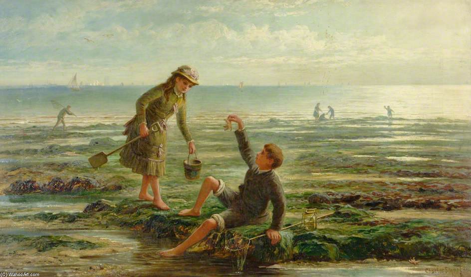 Wikioo.org - The Encyclopedia of Fine Arts - Painting, Artwork by Charles Stuart - Children On A Beach