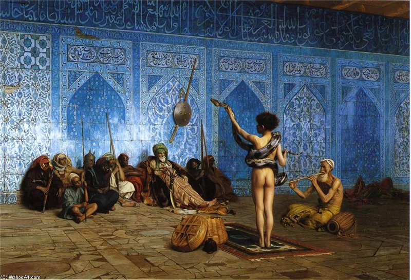 Wikioo.org - The Encyclopedia of Fine Arts - Painting, Artwork by Charles Wilda - Jean-leon Gerome The Serpent Charmer