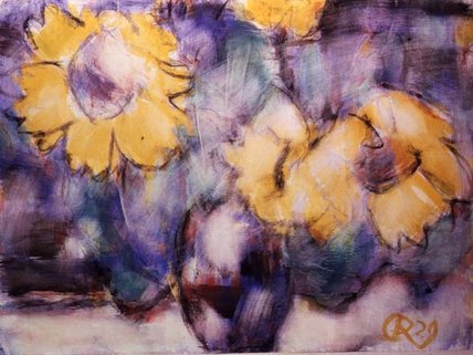 WikiOO.org - Encyclopedia of Fine Arts - Malba, Artwork Christian Rohlfs - Sunflowers In A Vase