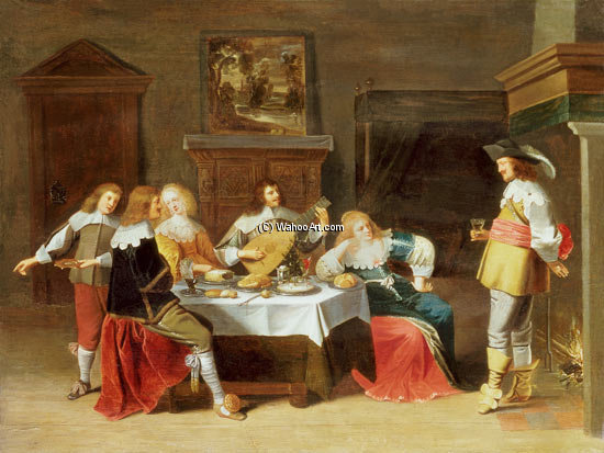 WikiOO.org - Encyclopedia of Fine Arts - Maalaus, taideteos Christoffel Jacobsz Van Der Lamen - Elegant Company In An Interior
