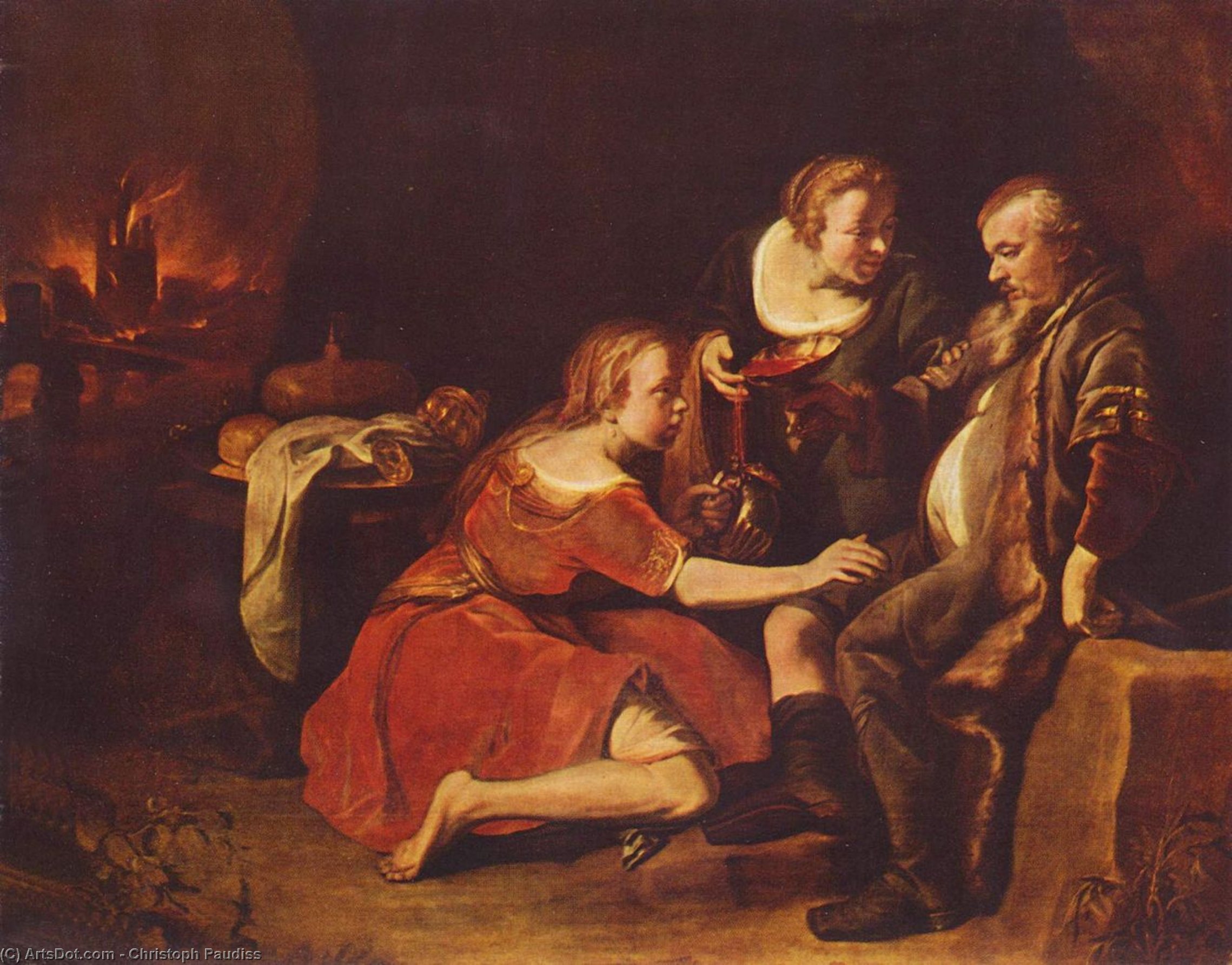 WikiOO.org - Encyclopedia of Fine Arts - Maleri, Artwork Christoph Paudiss - Loth Und Seine Töchter