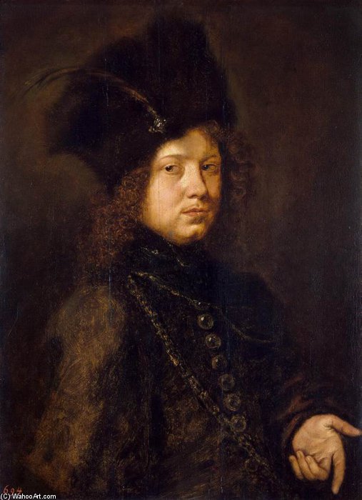 Wikioo.org - The Encyclopedia of Fine Arts - Painting, Artwork by Christoph Paudiss - Portrait Of A Young Man In A Fur Hat