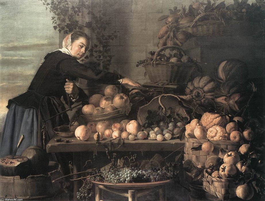 Wikioo.org - The Encyclopedia of Fine Arts - Painting, Artwork by Claes Van Heussen - Fruit And Vegetable Seller