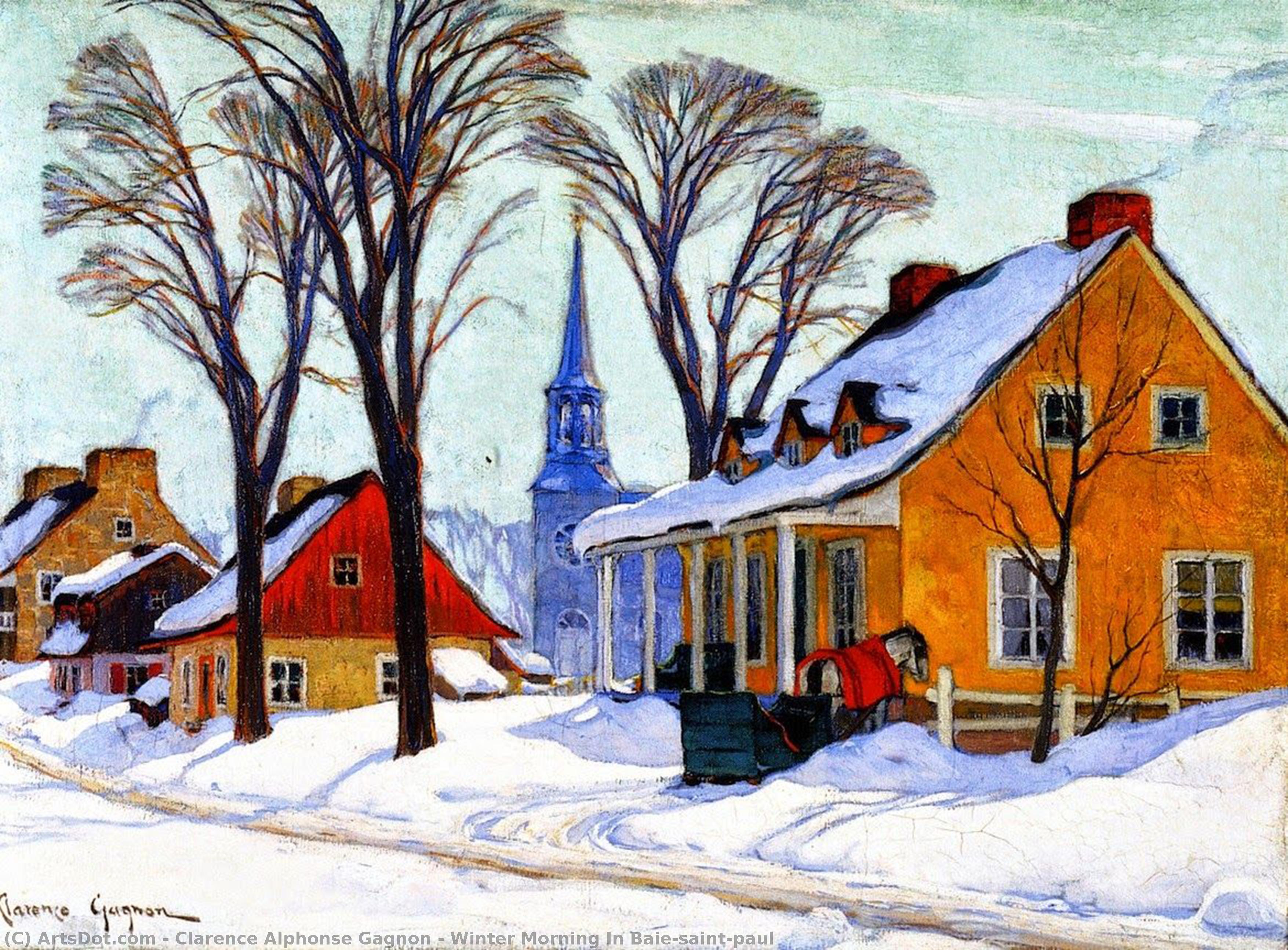 WikiOO.org - Encyclopedia of Fine Arts - Festés, Grafika Clarence Alphonse Gagnon - Winter Morning In Baie-saint-paul