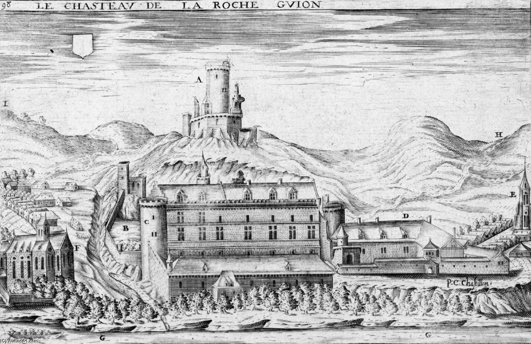 Wikioo.org – L'Encyclopédie des Beaux Arts - Peinture, Oeuvre de Claude Chastillon - Stich mit einer Ansicht des Schlosses La Roche-Guyon