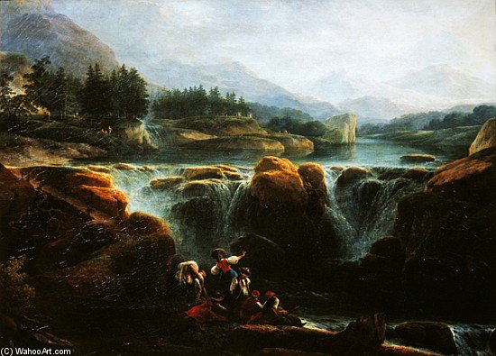 Wikioo.org - สารานุกรมวิจิตรศิลป์ - จิตรกรรม Claude Louis Chatelet - Swiss Landscape