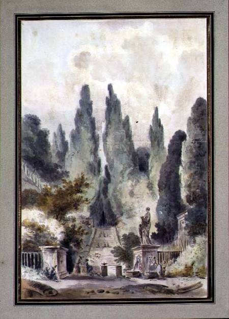 Wikioo.org - The Encyclopedia of Fine Arts - Painting, Artwork by Claude Louis Chatelet - The Gardens Of The Villa D'este At Tivoli