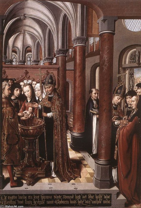 Wikioo.org – L'Encyclopédie des Beaux Arts - Peinture, Oeuvre de Colijn De Coter (Colyn Van Brusele) - Baptême du Saint Libertus