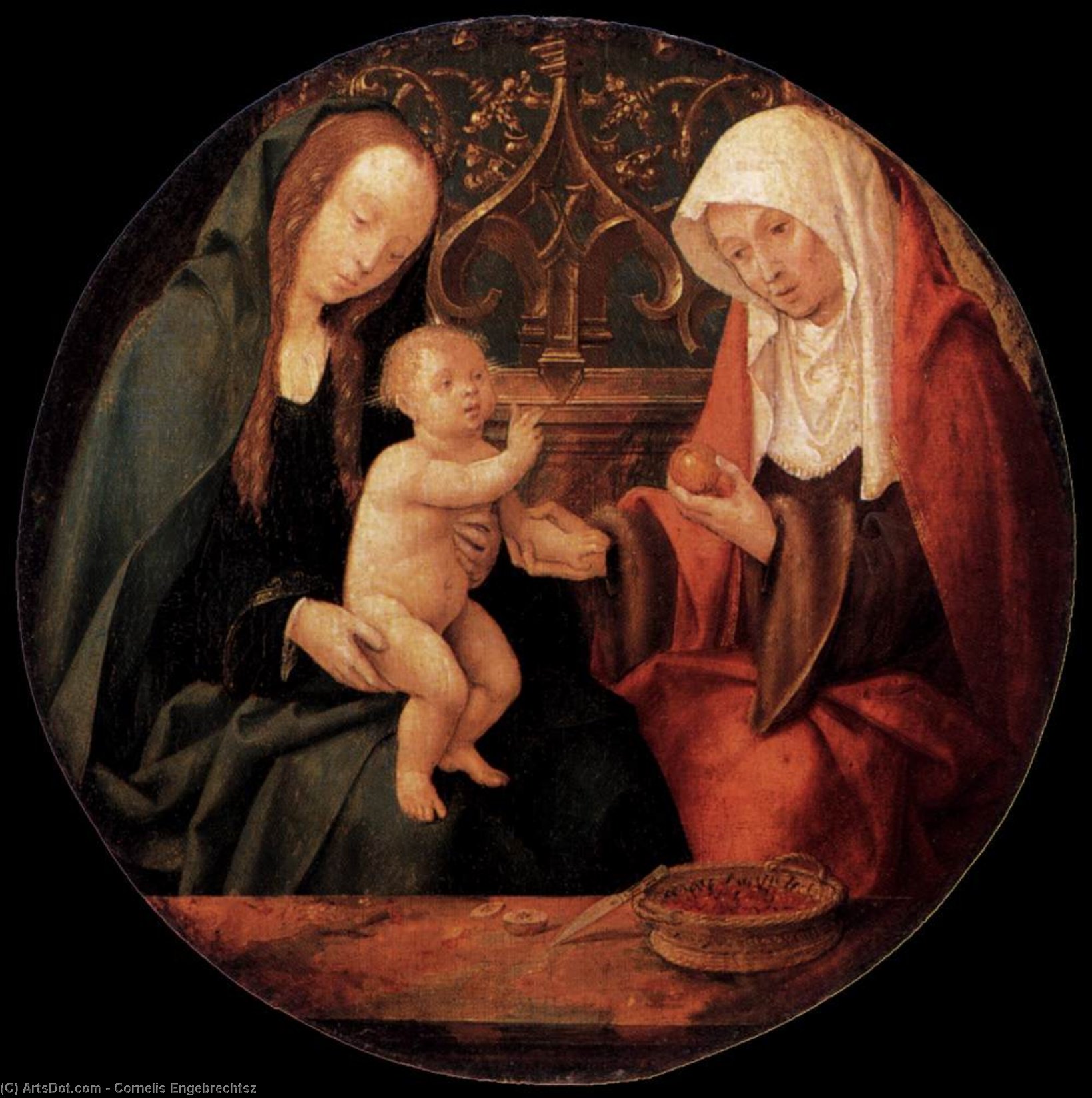Wikioo.org - The Encyclopedia of Fine Arts - Painting, Artwork by Cornelis Engebrechtsz - Virgin And Child With St Anne