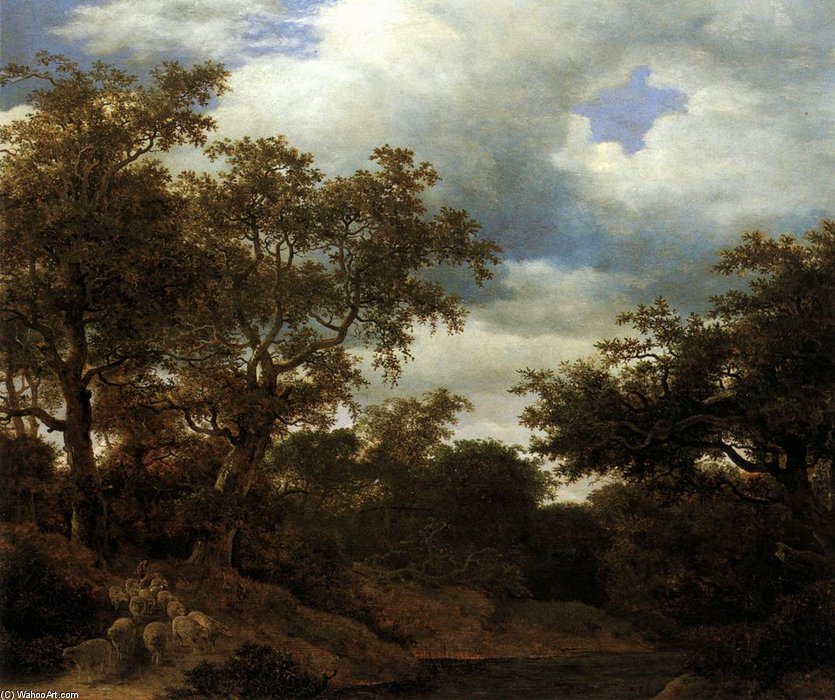 Wikioo.org - สารานุกรมวิจิตรศิลป์ - จิตรกรรม Cornelis Hendricksz The Younger Vroom - Oak Wood With Stagnant Water