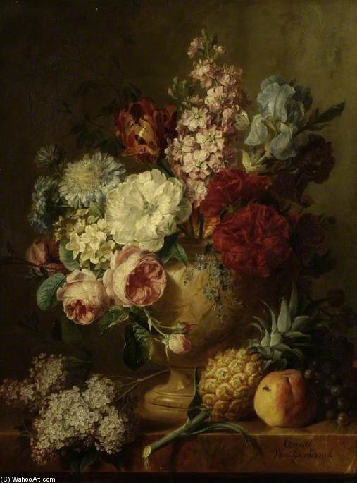 Wikioo.org - The Encyclopedia of Fine Arts - Painting, Artwork by Cornelis Van Spaendonck - Vase Of Flowers