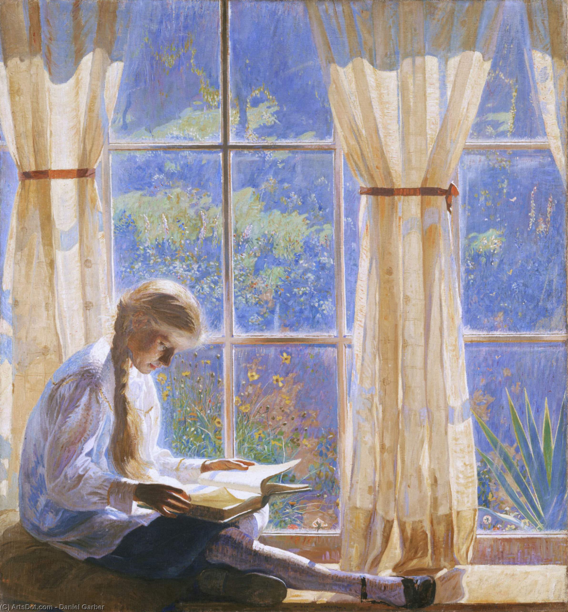 Wikioo.org - The Encyclopedia of Fine Arts - Painting, Artwork by Daniel Garber - Reading