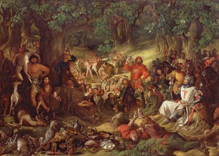 Wikioo.org - The Encyclopedia of Fine Arts - Painting, Artwork by Daniel Maclise - Robin Hood And His Merry Men Entertaining Richard