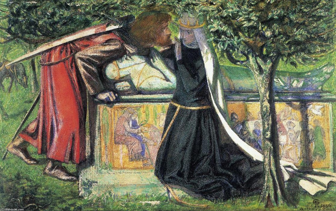 Wikioo.org - The Encyclopedia of Fine Arts - Painting, Artwork by Dante Gabriel Rossetti - Arthur S Tomb The Last Meeting Of Lancelot And Guinevere