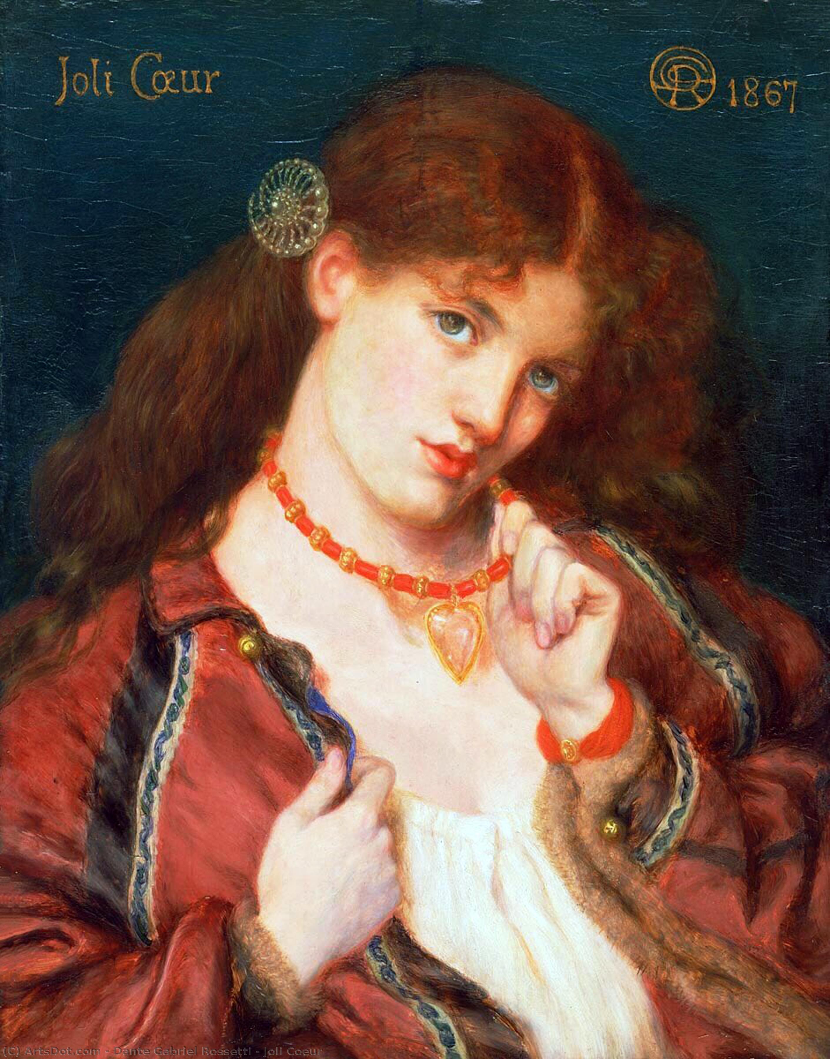 WikiOO.org - 백과 사전 - 회화, 삽화 Dante Gabriel Rossetti - Joli Coeur
