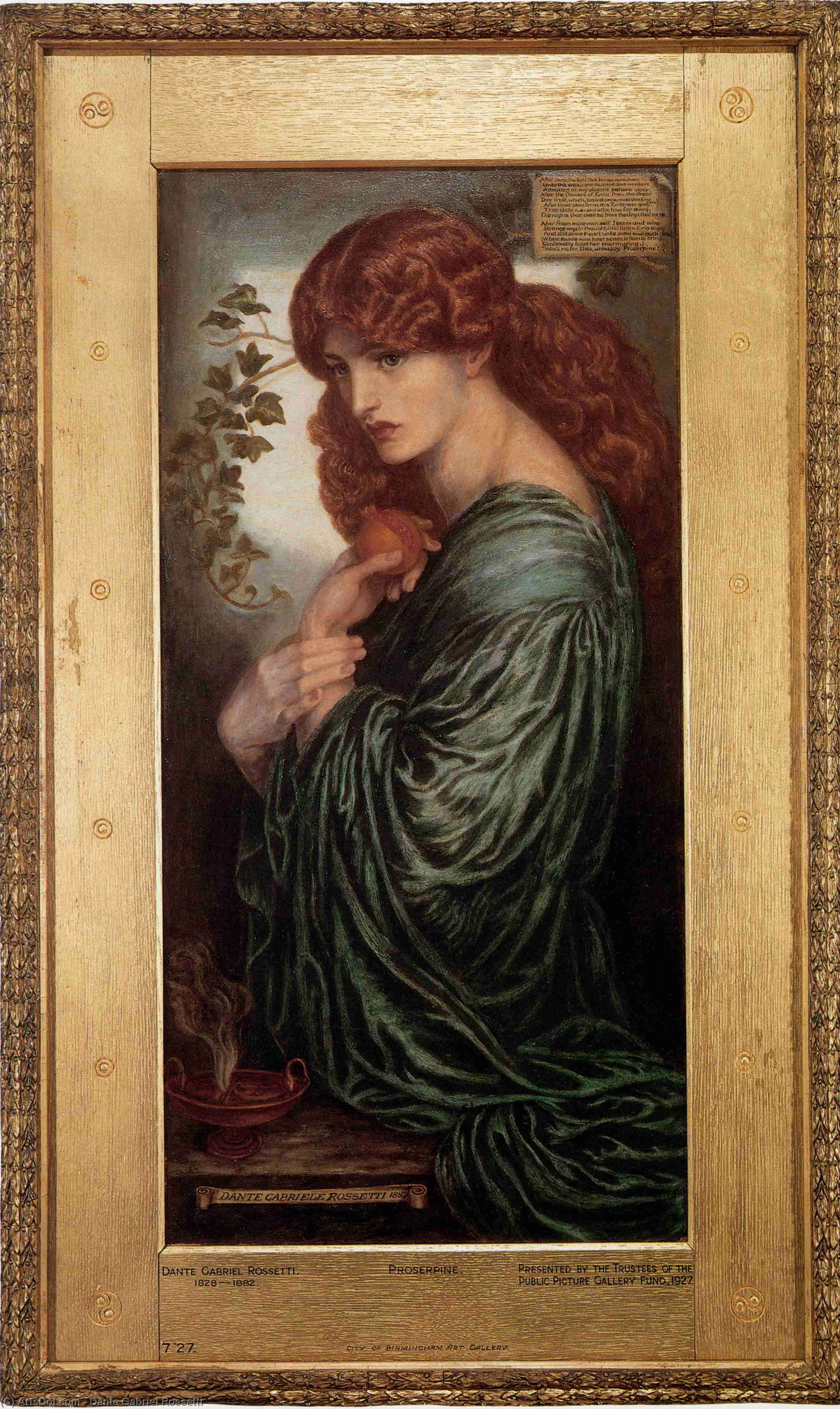 Wikioo.org - The Encyclopedia of Fine Arts - Painting, Artwork by Dante Gabriel Rossetti - Prosperine