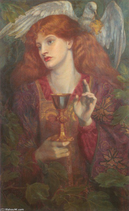WikiOO.org - Encyclopedia of Fine Arts - Maľba, Artwork Dante Gabriel Rossetti - The Holy Grail