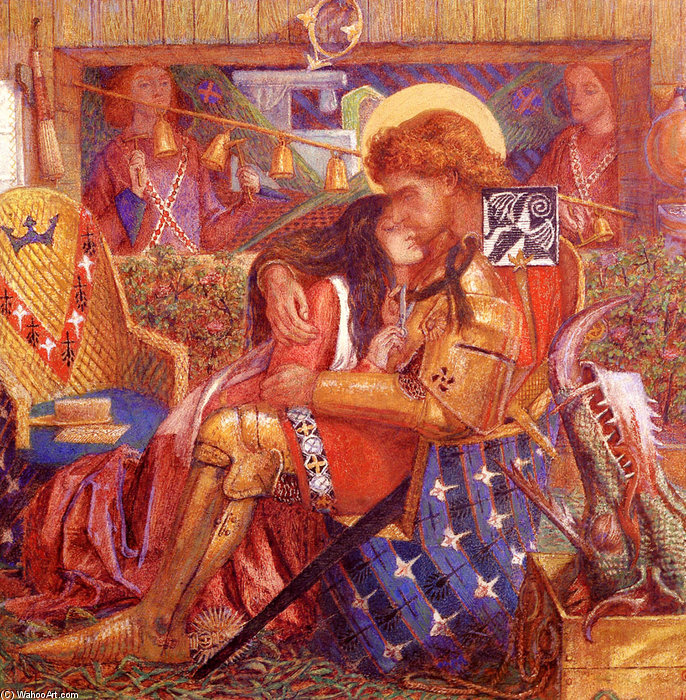 WikiOO.org - 百科事典 - 絵画、アートワーク Dante Gabriel Rossetti - ウエディング の セントジョージ そして 王女 サブラ