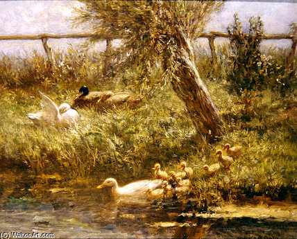 Wikioo.org - The Encyclopedia of Fine Arts - Painting, Artwork by Adolph Artz (David Adolf Constant Artz) - Ducks And Ducklings