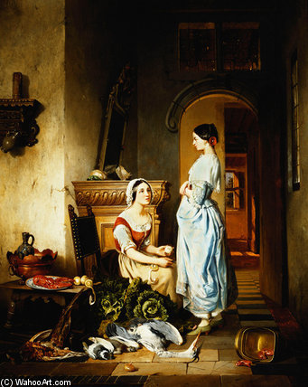 Wikioo.org - The Encyclopedia of Fine Arts - Painting, Artwork by David Emile Joseph De Noter - Preparing The Meal,