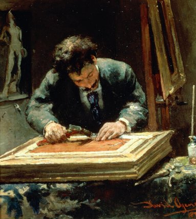 WikiOO.org - Encyclopedia of Fine Arts - Schilderen, Artwork David Oyens - The Picture Framer