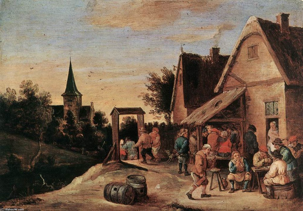 WikiOO.org - 百科事典 - 絵画、アートワーク David Teniers The Elder - 村 ごちそう