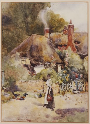Wikioo.org - The Encyclopedia of Fine Arts - Painting, Artwork by David Woodlock - Old Cottage At Sutton Courtney, Berkshire
