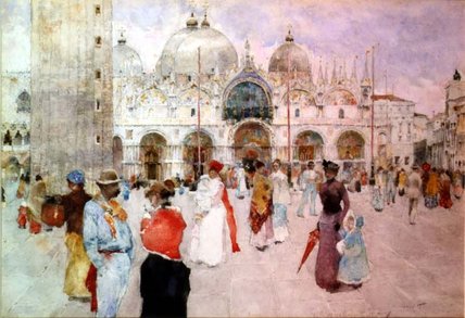 WikiOO.org - Enciklopedija dailės - Tapyba, meno kuriniai David Woodlock - The Piazza Di San Marco, Venice