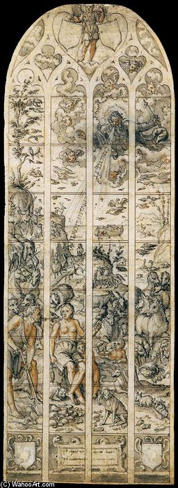 WikiOO.org - Encyclopedia of Fine Arts - Maleri, Artwork Dirck Pietersz Crabeth - Adam And Eve
