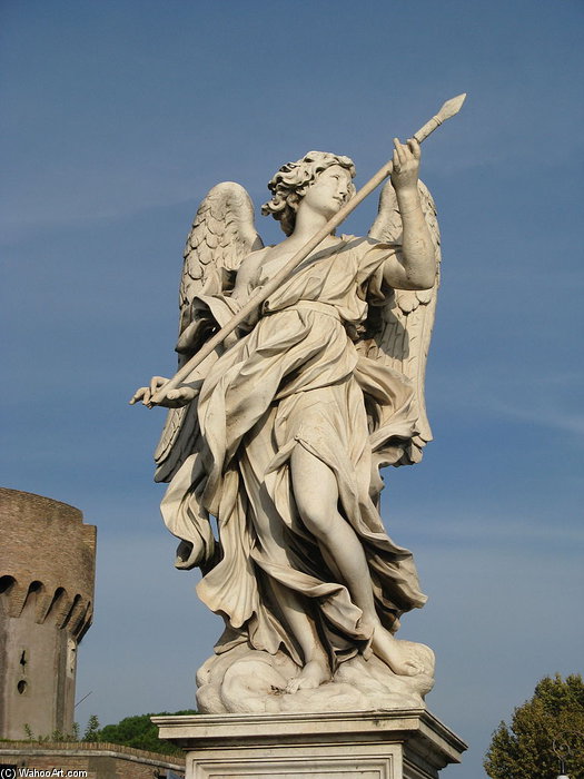 Wikioo.org - The Encyclopedia of Fine Arts - Painting, Artwork by Domenico Guidi - Angel Bearing A Lance