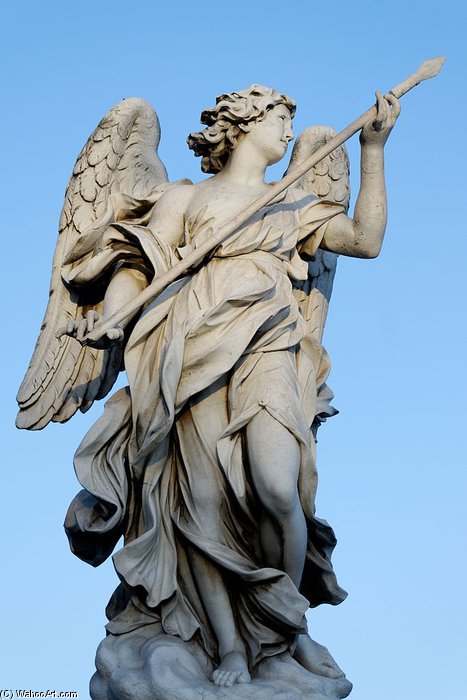 WikiOO.org - Güzel Sanatlar Ansiklopedisi - Resim, Resimler Domenico Guidi - Angel Bearing A Lance