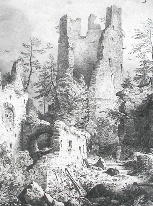 WikiOO.org - Encyclopedia of Fine Arts - Maalaus, taideteos Domenico Quaglio - Hohenfreyberg Castle
