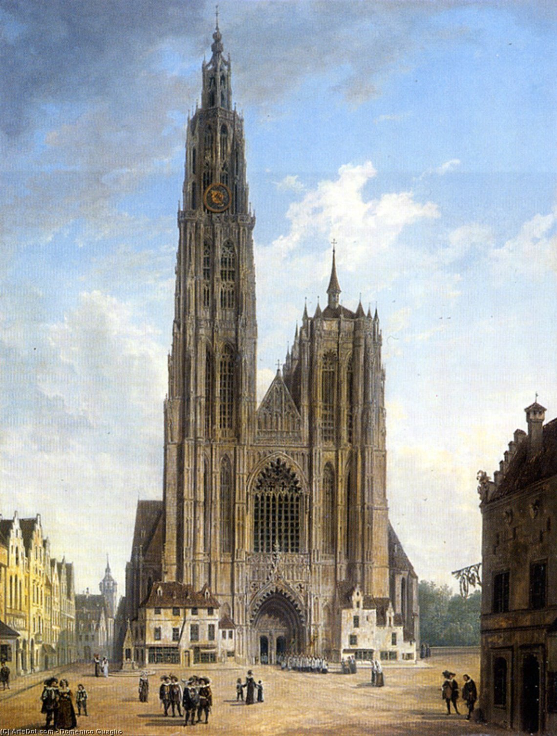 Wikioo.org - The Encyclopedia of Fine Arts - Painting, Artwork by Domenico Quaglio - Kathedrale Zu Antwerpen