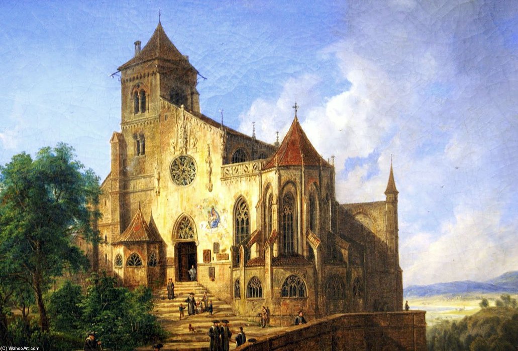 Wikioo.org - The Encyclopedia of Fine Arts - Painting, Artwork by Domenico Quaglio - Landscape With A Church