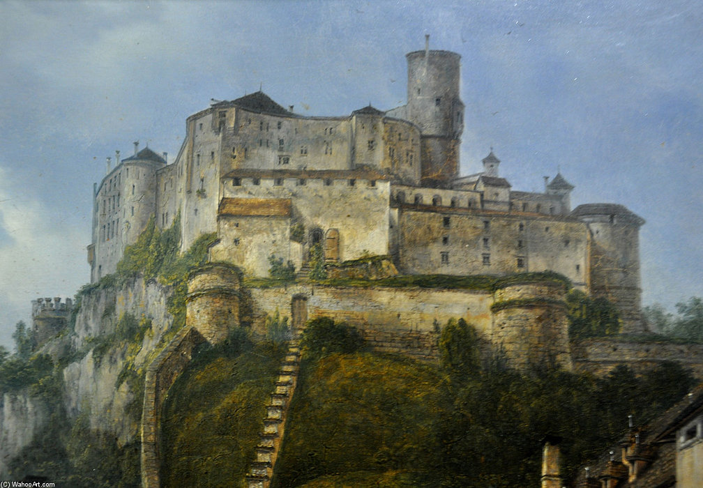 Wikioo.org - The Encyclopedia of Fine Arts - Painting, Artwork by Domenico Quaglio - Nonnberg Und Festung Hohensalzburg