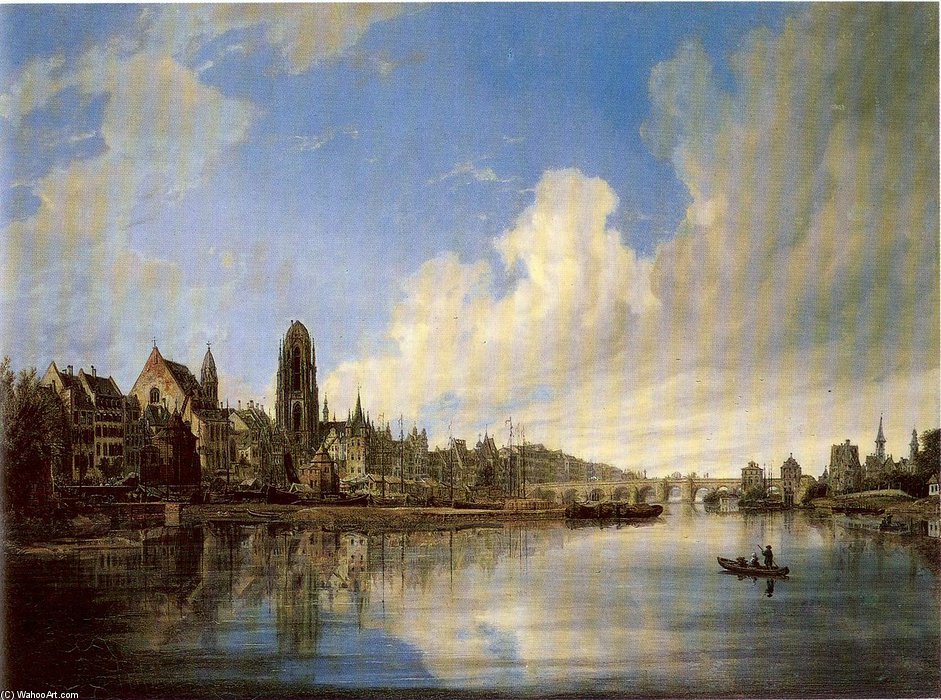 WikiOO.org - 백과 사전 - 회화, 삽화 Domenico Quaglio - View Of The City Of Frankfurt From The West