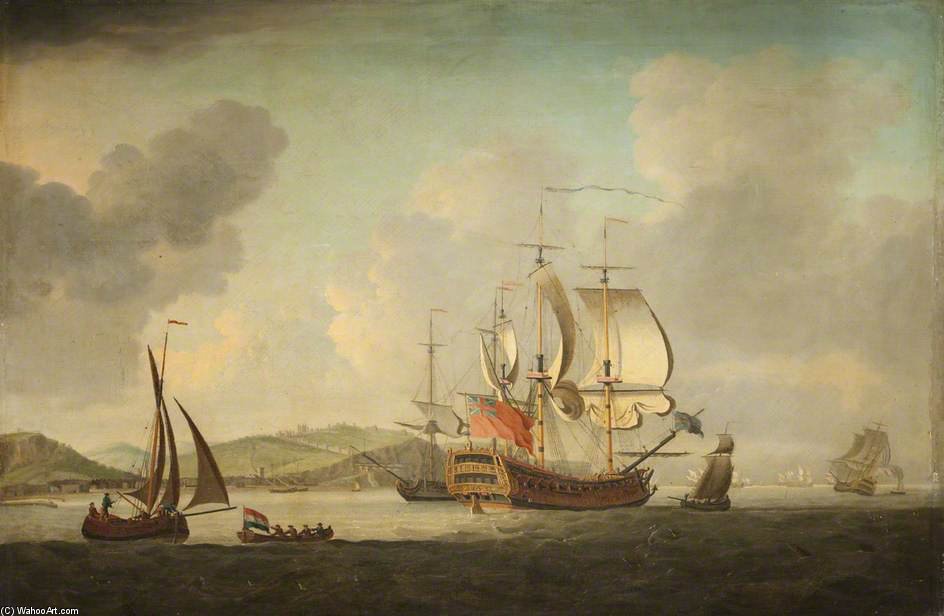 Wikioo.org - สารานุกรมวิจิตรศิลป์ - จิตรกรรม Dominic Serres - View Of Dover