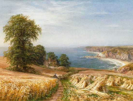 Wikioo.org - The Encyclopedia of Fine Arts - Painting, Artwork by Edmund George Warren - Harvest Time By The Sea (detail)
