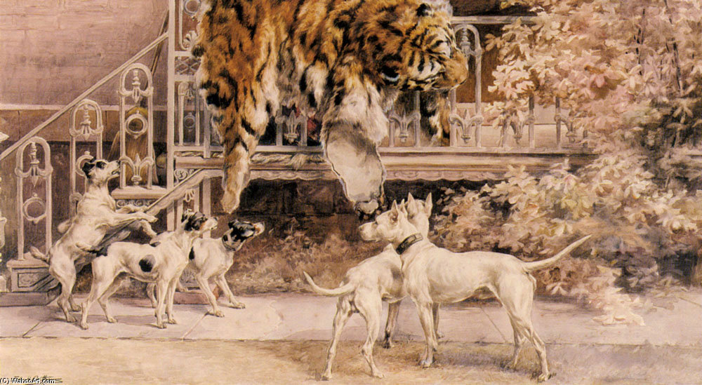WikiOO.org - Encyclopedia of Fine Arts - Målning, konstverk Edmund Henry Osthaus - Hunting Tigers The Terriers