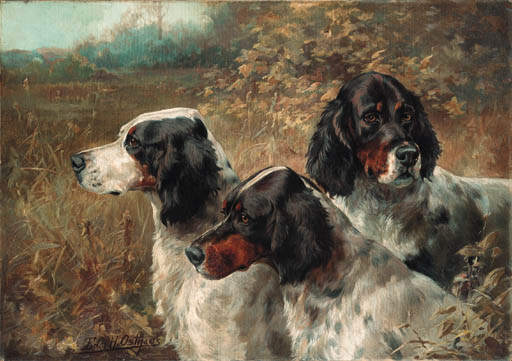 Wikioo.org - The Encyclopedia of Fine Arts - Painting, Artwork by Edmund Henry Osthaus - Three English Setters