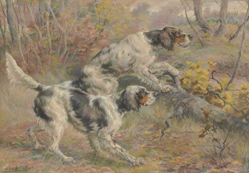 Wikioo.org - The Encyclopedia of Fine Arts - Painting, Artwork by Edmund Henry Osthaus - Two Setters In A Wood