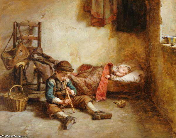 Wikioo.org - The Encyclopedia of Fine Arts - Painting, Artwork by Edouard Frère - The Lullaby