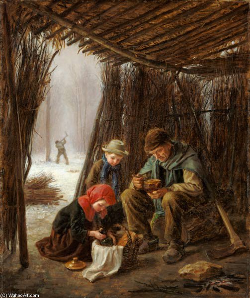 WikiOO.org - Enciklopedija likovnih umjetnosti - Slikarstvo, umjetnička djela Edouard Frère - The Woodcutter's Meal