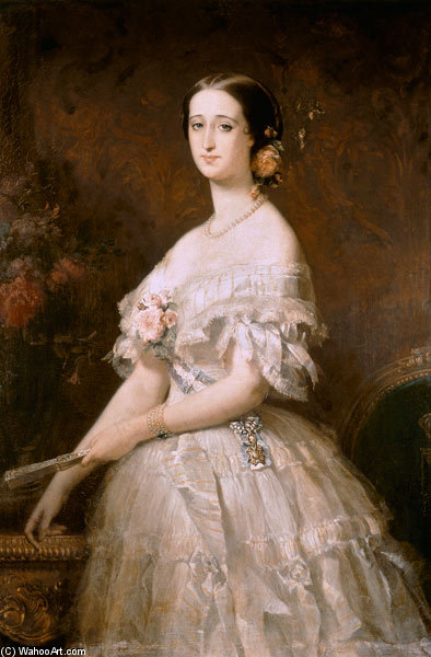 Wikioo.org - The Encyclopedia of Fine Arts - Painting, Artwork by Edouard Louis Dubufe - Portrait Of Empress Eugenie