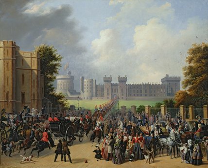Wikoo.org - موسوعة الفنون الجميلة - اللوحة، العمل الفني Edouard Pingret - The Arrival Of Louis-philippe At Windsor Castle