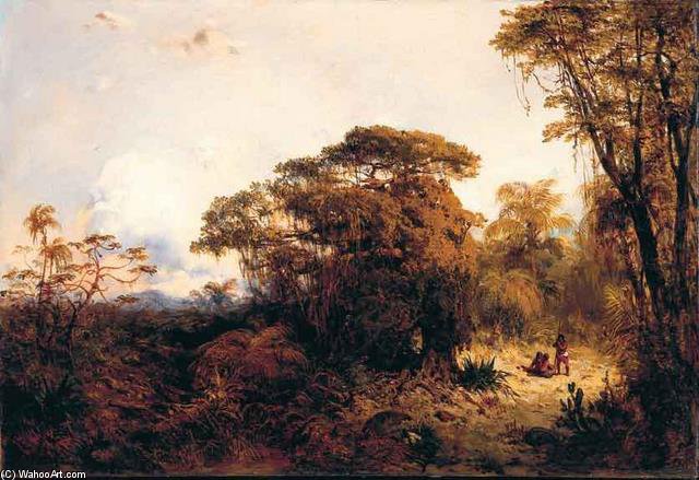 Wikioo.org - The Encyclopedia of Fine Arts - Painting, Artwork by Eduard Hildebrandt - Landscape With Indians