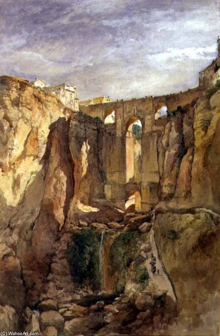 Wikioo.org - The Encyclopedia of Fine Arts - Painting, Artwork by Edward Angelo Goodall - The Gorge, Ronda, Spain