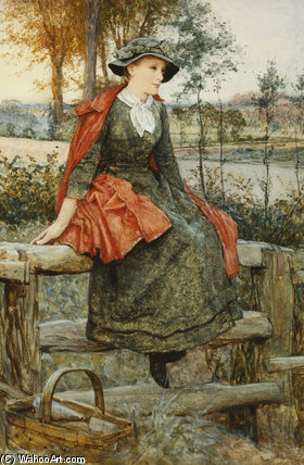 Wikioo.org - The Encyclopedia of Fine Arts - Painting, Artwork by Edward Killingworth Johnson - The Red Cape -