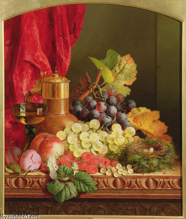 Wikioo.org - The Encyclopedia of Fine Arts - Painting, Artwork by Edward Ladell - Grapes, Peaches, Plums And Other Fruit